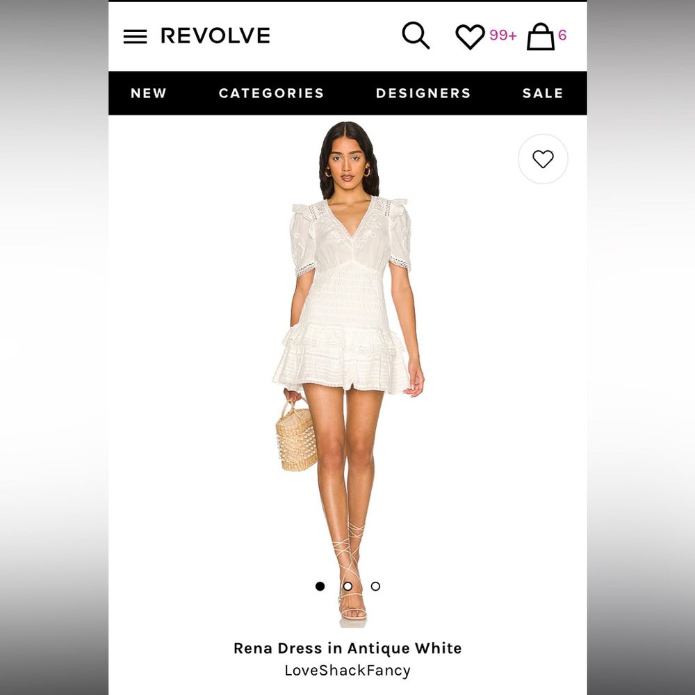 Loveshackfancy Rena dress in antique white.